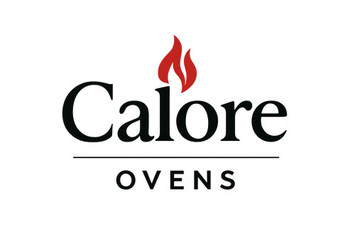 store name is Calore Ovens, use black, white and brand or red. 